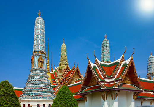 Wat Phra Keaw, Grand palace, main tourist atraction in Bangkok, Thailand