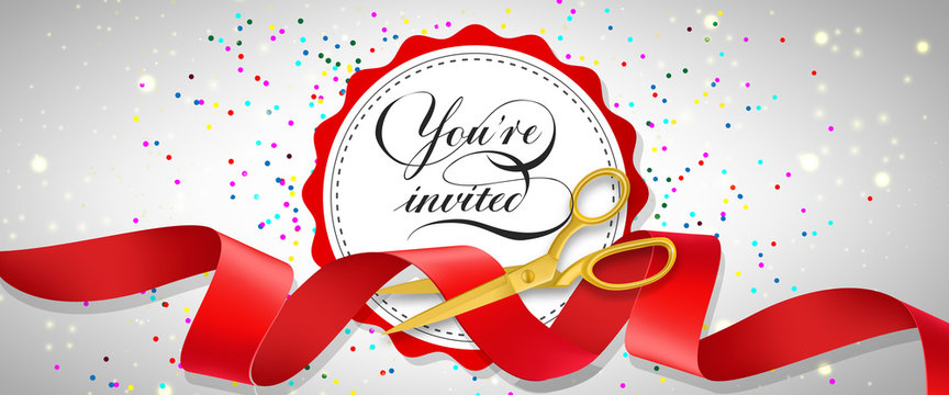 Grand Opening Ribbon Cutting Invitation Design Template High-Res