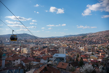 Sarajevo city view and cable car panorama