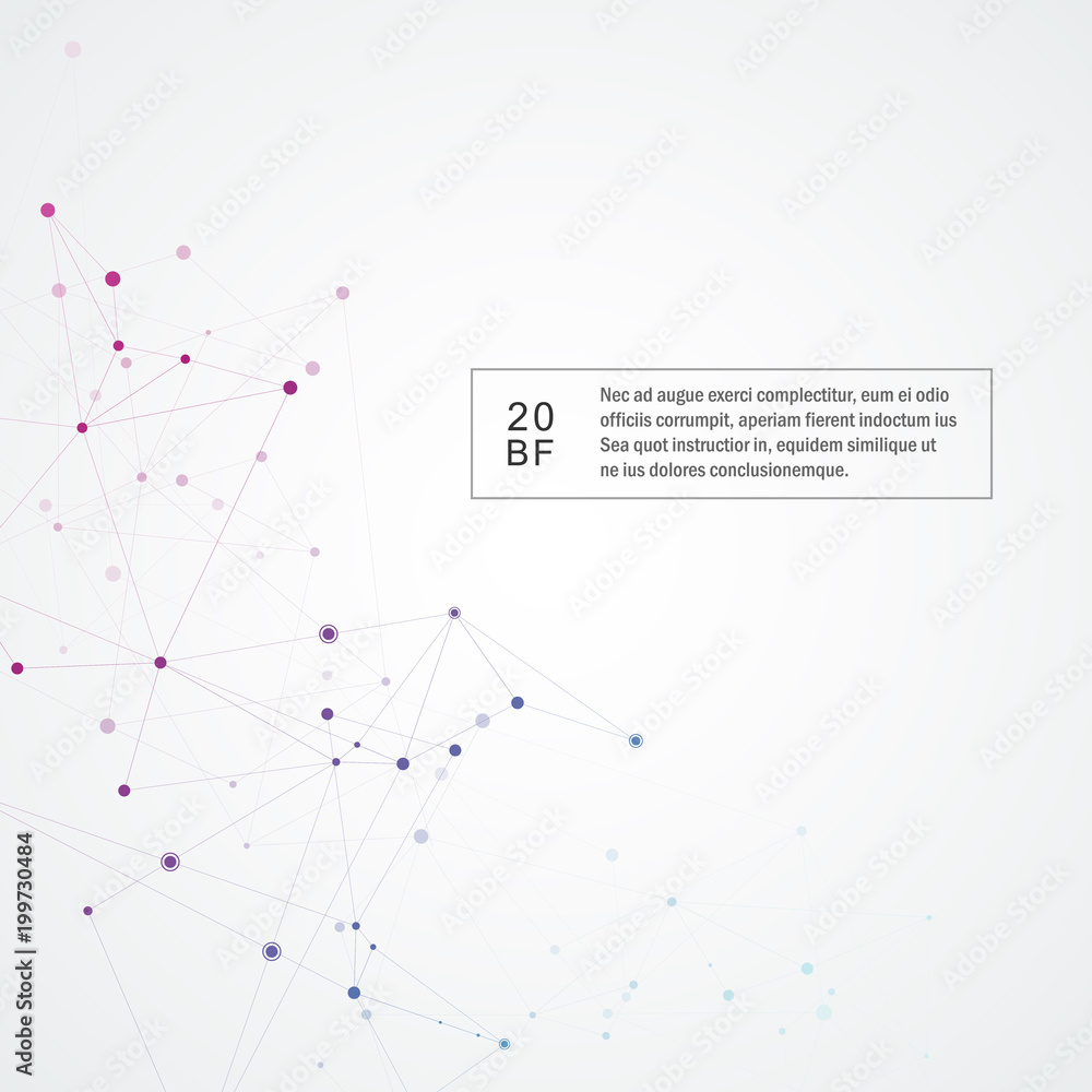 Poster Polygonal space background with connecting dots and lines. Abstract connection structure design