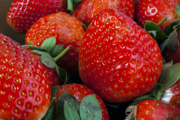 background from freshly harvested strawberries, directly above.
