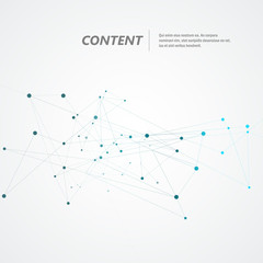 Content background with abstract connection blue lines and dots