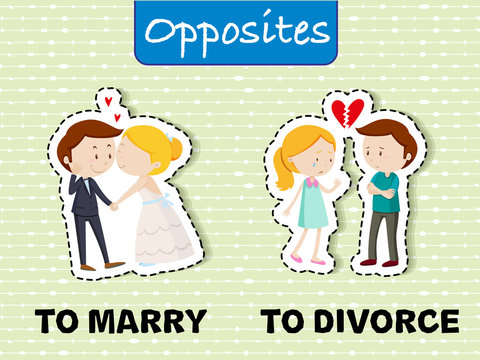 Opposite words for marry and divorce