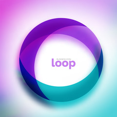Loop circle business icon, created with glass transparent color shapes