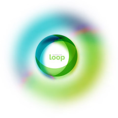Loop circle business icon, created with glass transparent color shapes
