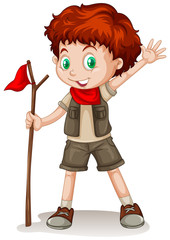 A red haired boy wearing a scout outfit