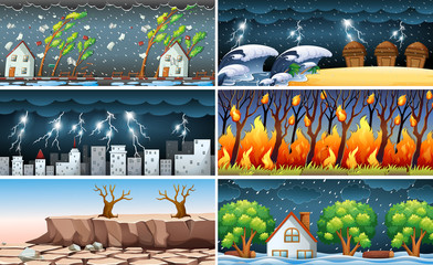 Six different natural disaster scences