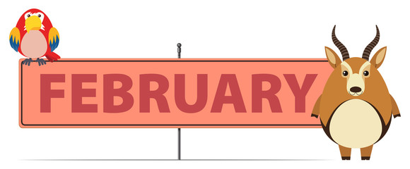 Sign template for February with gazelle