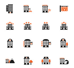 hotel color icon set