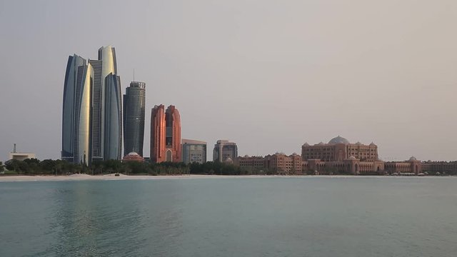 Abu Dhabi skyline before sunset