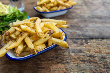 French Fries with Avocado and Mustard Salad
