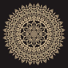 Elegant mandala ornament with black and gold color