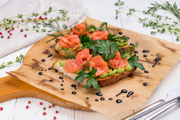 bruschetta with salmon and avocado