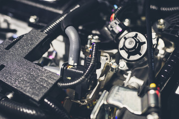 Close up shot of car engine for background