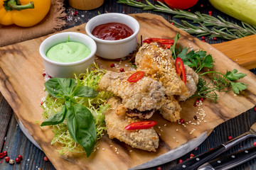 Chicken wings with blue cheese sauce