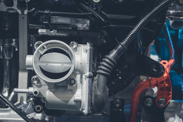 Fototapeta premium Close up shot of car engine for background