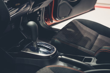Obraz na płótnie Canvas Automatic gear stick inside modern car for background