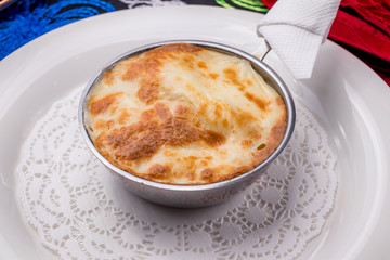 Julienne on white plate