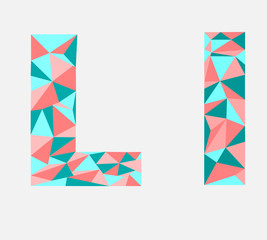 Letter L ,low poly alphabet,geometric style.Abstract vector.