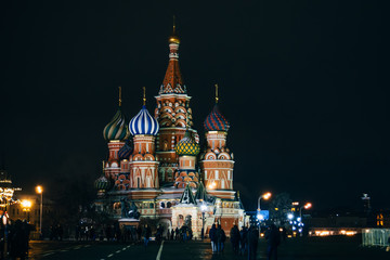 Fototapeta na wymiar St Basil's cathedral on Red Square, Moscow, Russia. Winter night