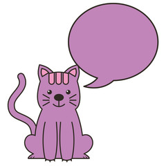 cute little cat with speech bubbles vector illustration design