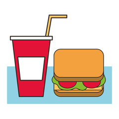 sandwish and soda fast food vector illustration design