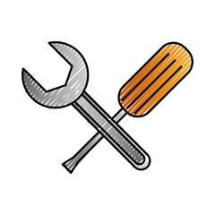 tools repair wrench screwdriver crossed vector illustration