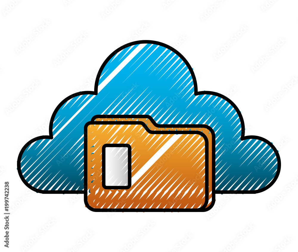 Poster cloud storage folder file archive image vector illustration