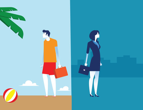 Business people with work and holidays. Concept business vacation vector illustration.