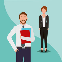 business man and woman team work people business vector illustration