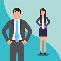 Obraz premium business man and woman team work people business vector illustration