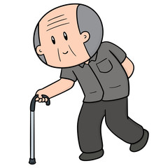 vector of old man using cane