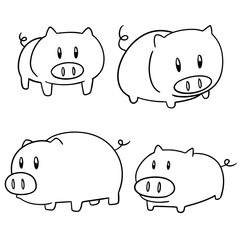 vector set of pig
