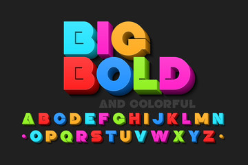 Bold colorful 3d font