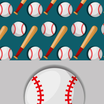 baseball bat and ball sport competition pattern vector illustration