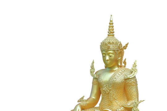 Sculpture about Buddha image is Buddha posture have  merciful and feel happy.