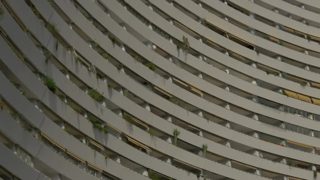 Close up of the balconies of a building
