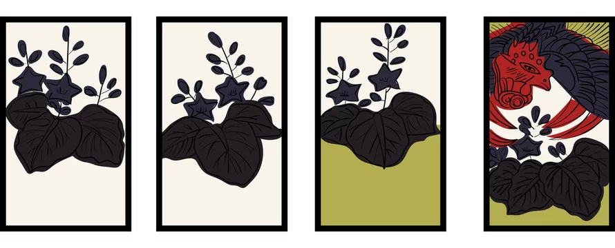 花札のイラスト 12月桐 桐に鳳凰 日本のカードゲーム ベクターデータ 手描き フリーハンド Stock Vector Adobe Stock