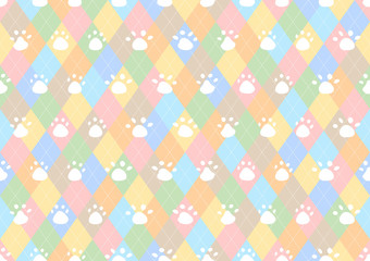 足跡　シームレス　アーガイル背景