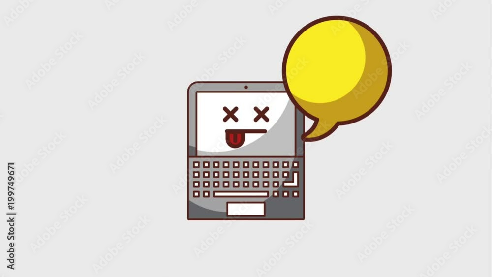 Poster computer error on screen chat bubble animation hd
