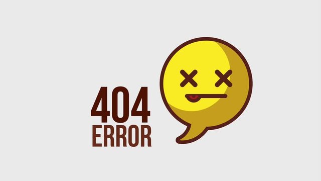 404 error page chat bubble with smile tongue out animation hd