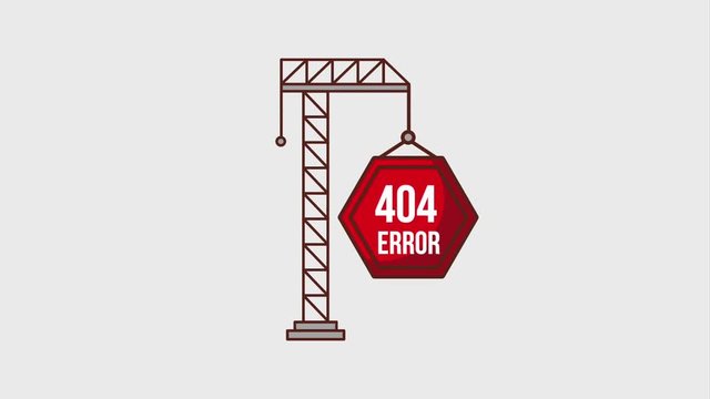 sign warning hanging construction tower 404 error animation hd