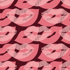 Sexy Line Art Lips Seamless Pattern