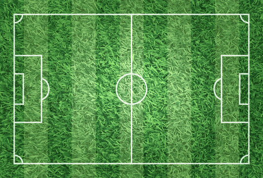 Realistic illustration football or soccer field with turf texture background . Image for international world championship tournament 2018 concept