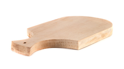 Handmade wooden chopping board isolated on white background