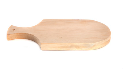 Handmade wooden chopping board isolated on white background