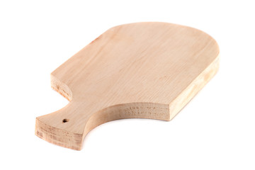 Handmade wooden chopping board isolated on white background