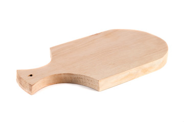 Handmade wooden chopping board isolated on white background