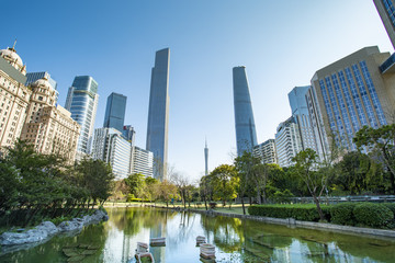 Fototapeta premium Skyline of urban architectural landscape in Guangzhou