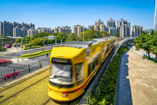 Guangzhou City Light Rail Train In China